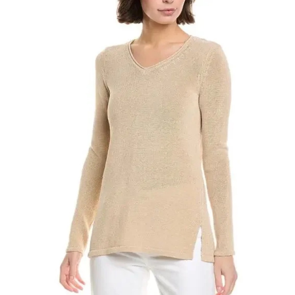 J. McLaughlin Beige V-Neck Sweater